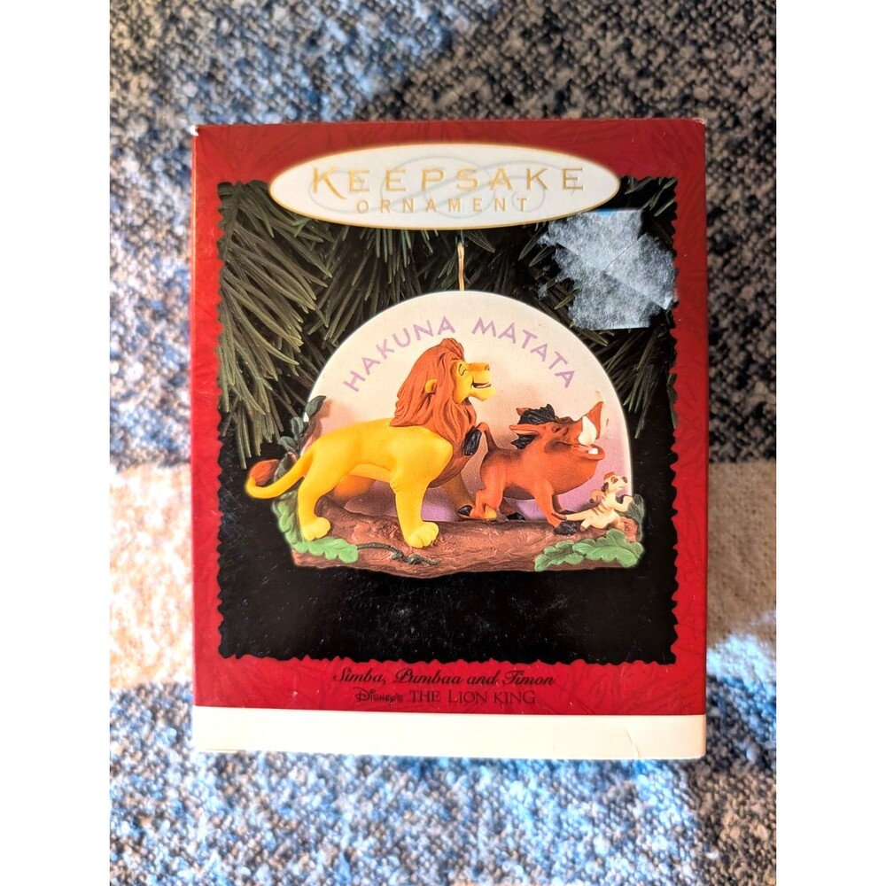 Hallmark Keepsake Simba Pumbaa Timon Hakuna Matata Christmas Xmas Ornament Vtg